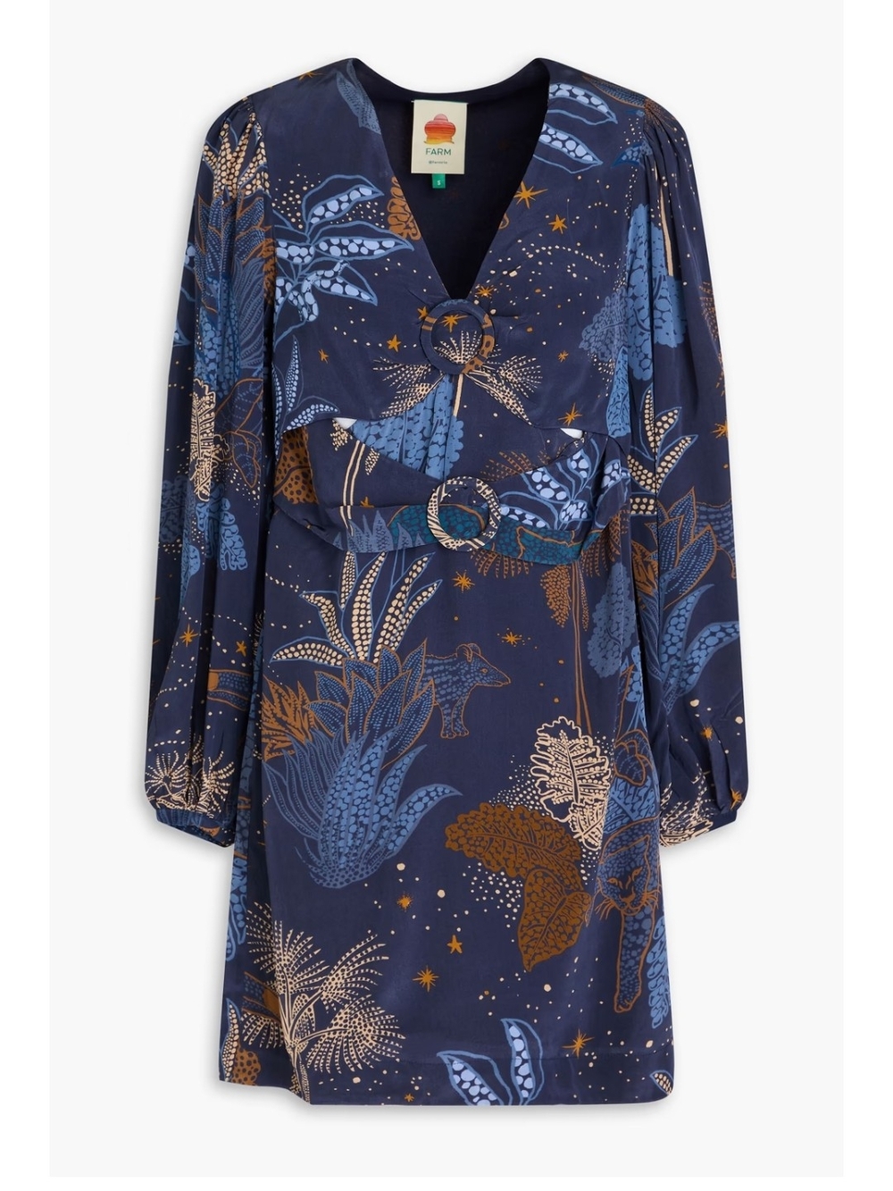 FARM Rio Night Jungle Celestial V-Neck Mini Dress Medium Nwt - Picture 3 of 8